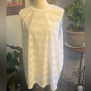 Incerun Elegant White Mesh Striped Sleeveless Tank Top